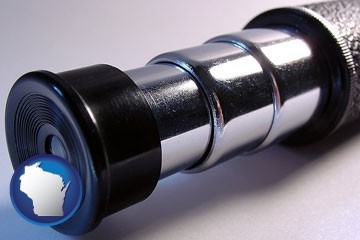a telescope eyepiece - with Wisconsin icon